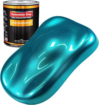 Restoration Shop - Teal Green Metallic Urethane Basecoat Auto Paint - Quart Paint Color Only - Professional High Gloss Automotive, Car, Truck Refinish Coating