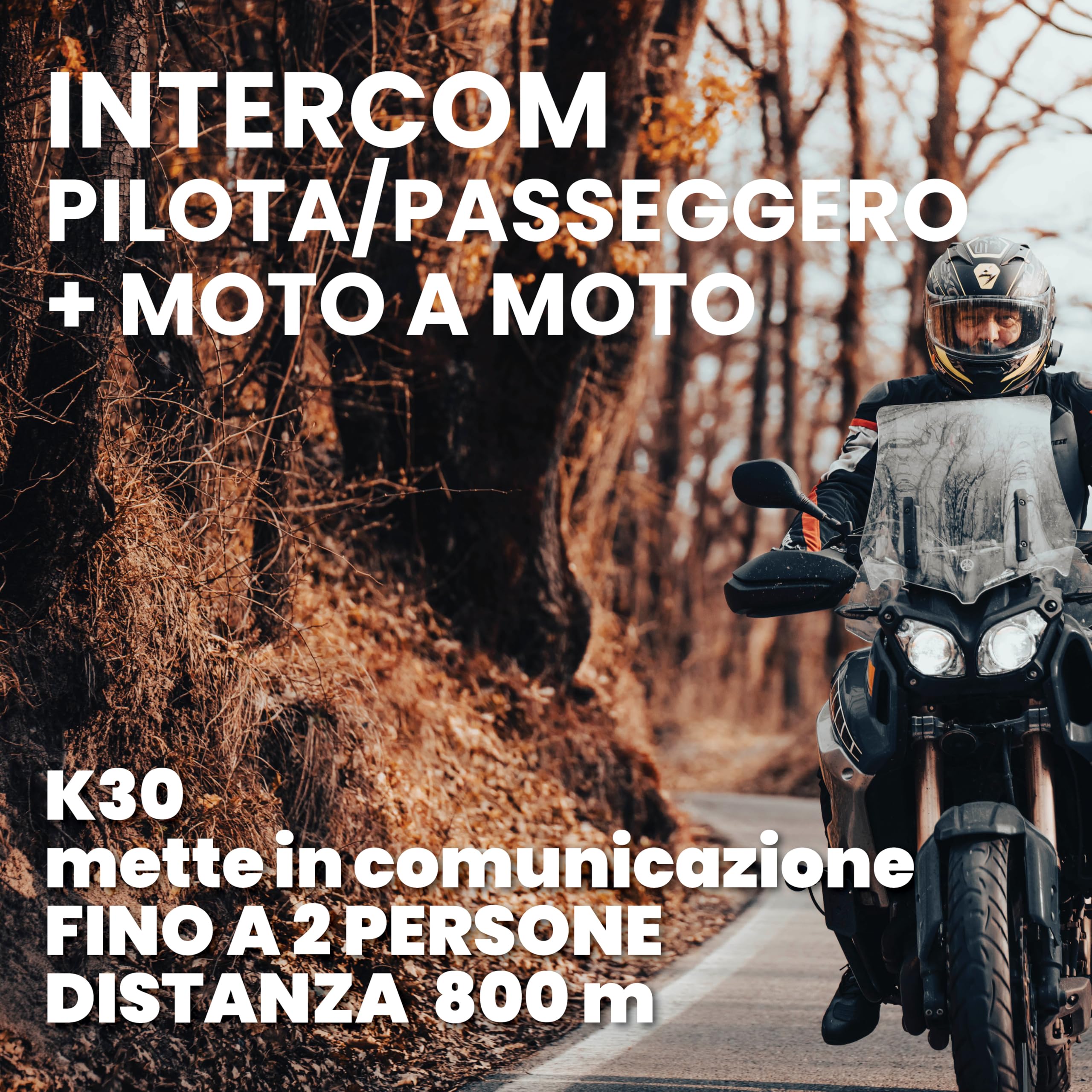Midland - Interfono Moto Bluetooth Coppia Lokui K30, Auricolari Casco Moto Universali e Impermeabili, Portata 800m per 2 Persone, Batteria 10H, Cancellazione Rumore DSP, Altoparlanti Hi-Fi e Microfoni