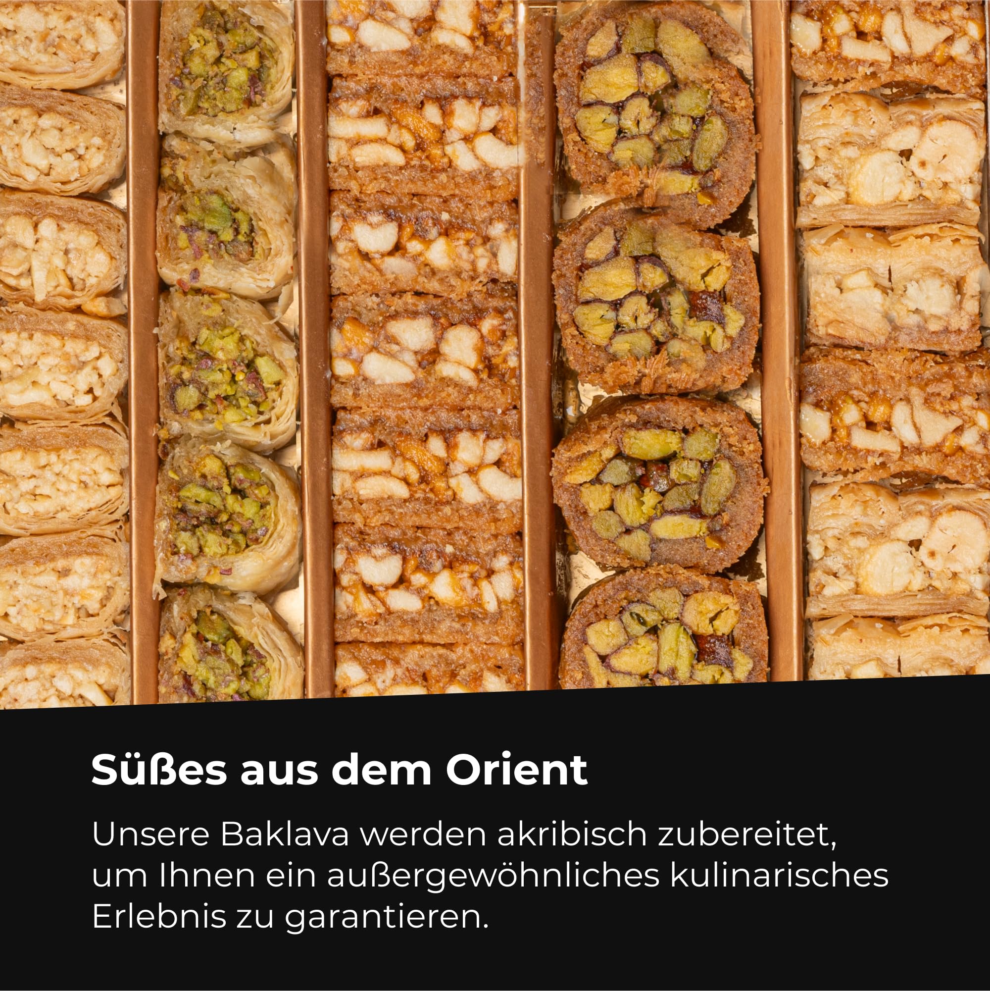 Baklava 450g,43 Stück I Baklava-Sortiment mit Pistazien,Cashewnüssen I Elegante Geschenkverpackung I Ohne Konservierungsstoffe,ohne Zusatzstoffe,ohne FarbstoffeI Traditionelles orientalisches Gebäck