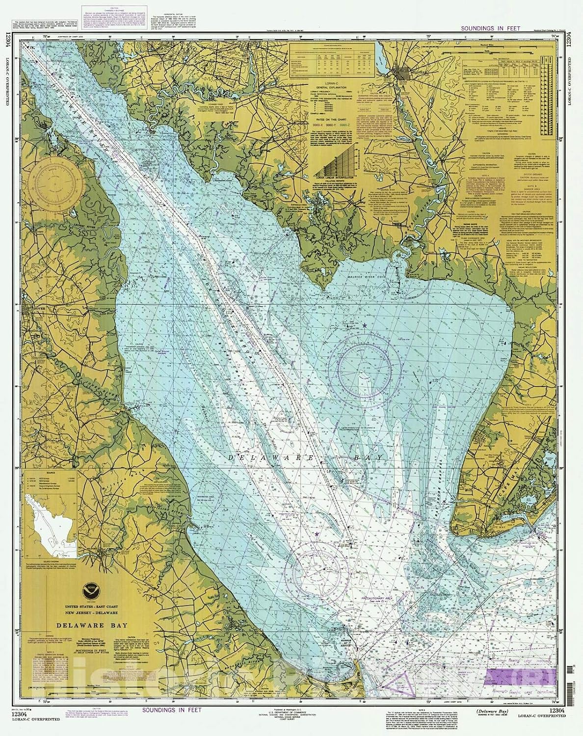Delaware Bay 1996 Nautical Chart - Historical Map Print - 24in x 30in