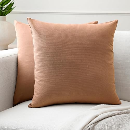 Vista 230 de Encasa Homes - Juego de 2 fundas de almohada, 18 x 18 pulgadas, lona de algodón teñidas, cuadradas, decorativas, para sofá, silla, cama y hogar, Azul