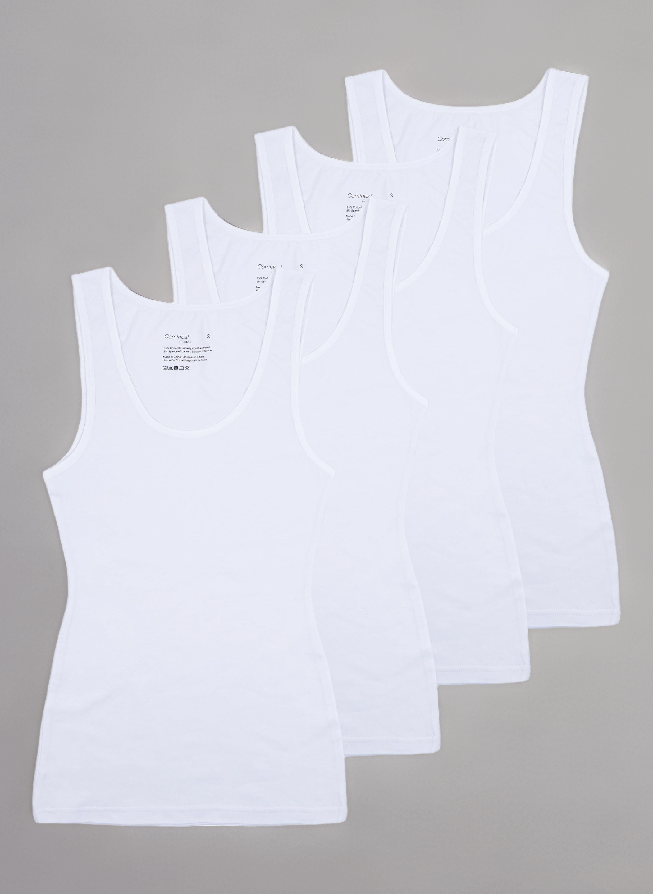 Women's 4-Pack Basic Vest Top Slim Fit Undershirt Cotton Comfy Top Tanks