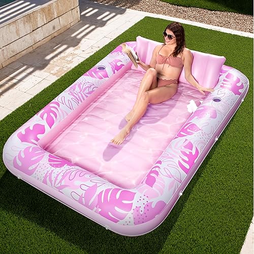 Sloosh Flotador inflable para piscina de bronceado para adultos, 85 x 57 pulgadas, flotadores extra grandes de 85 x 57 pulgadas, flotadores para