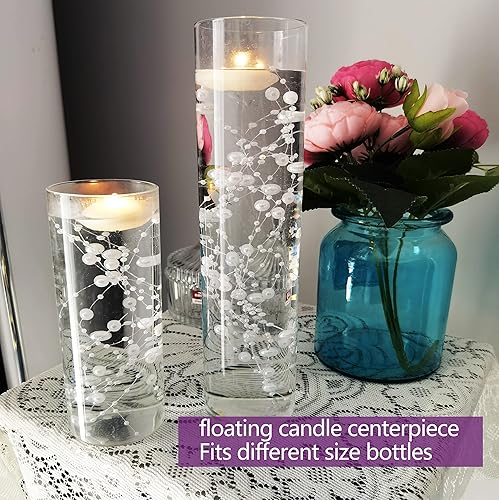 Miniatura 2 de 50 piezas de cadena de perlas para centro de mesa de velas flotantes, relleno de jarrón de perlas sintéticas blancas para decoración de mesa de boda.