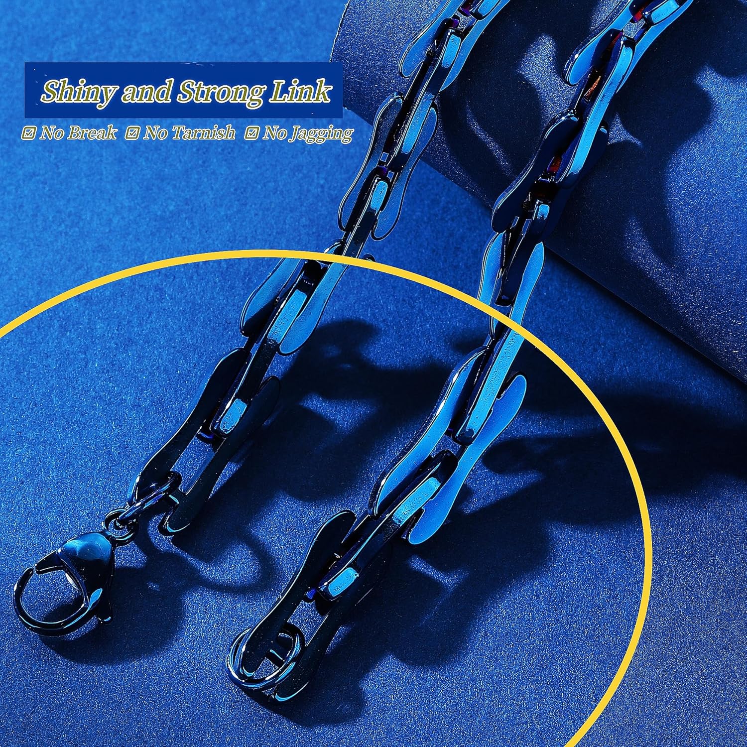 ROWIN&CO Chunky Paperclip Link Necklace 8MM Diamond Cut 925 Sterling Silver/Black/Blue/Rainbow Stainless Steel Chain Choker for Women Men Trendy Hip Hop Gifts16-30 Inches - Image 6