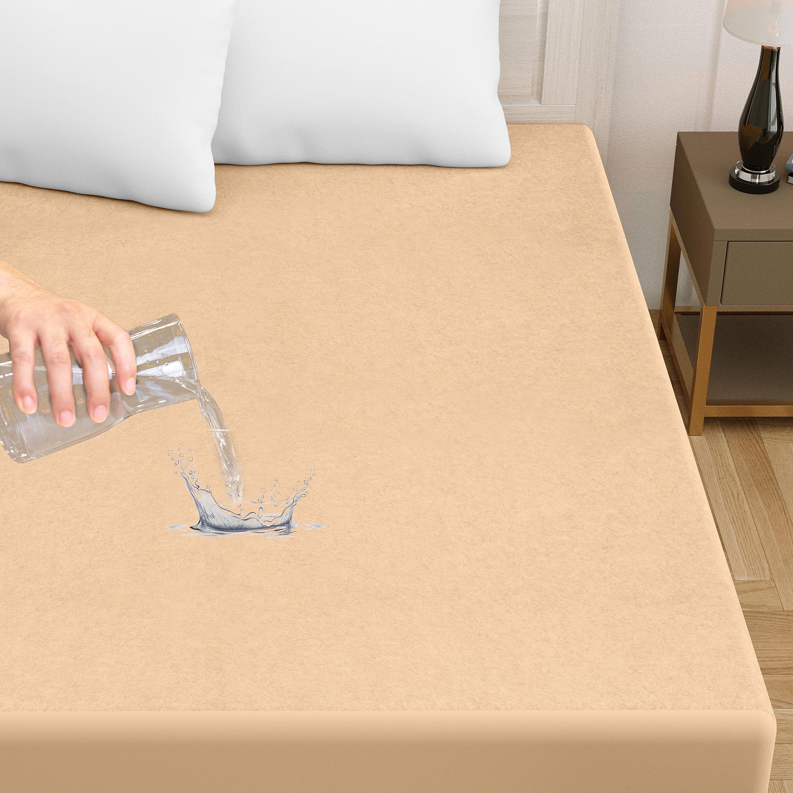 Amigos 100% Waterproof Ultra Soft Cotton Feel Terry Mattress Protector Size 78"x 60" | Breathable Hypoallergenic Elastic Fitted Mattresses Cover (78x60, Golden Baige) (B0CCMTHKMW) Amazon Price History, Amazon Price Tracker