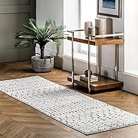 Vista 124 de nuLOOM 2x8 Alfombra de Área Blythe Marroquí, Negro y Blanco, Diseño Bohemio Desvanecido, Resistente a Manchas, Para Dormitorio, Comedor, Sala