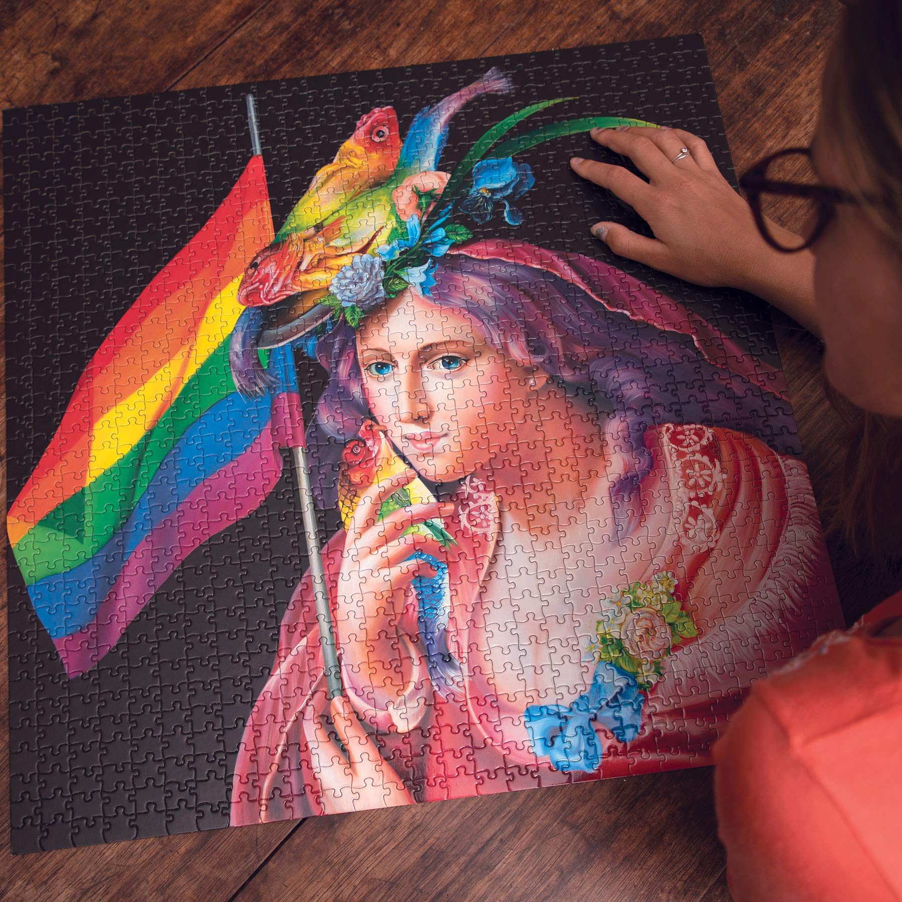 EeBoo Rainbow World 1000 Piece Square Jigsaw Puzzle - Adult Family Puzzle With Color Insert