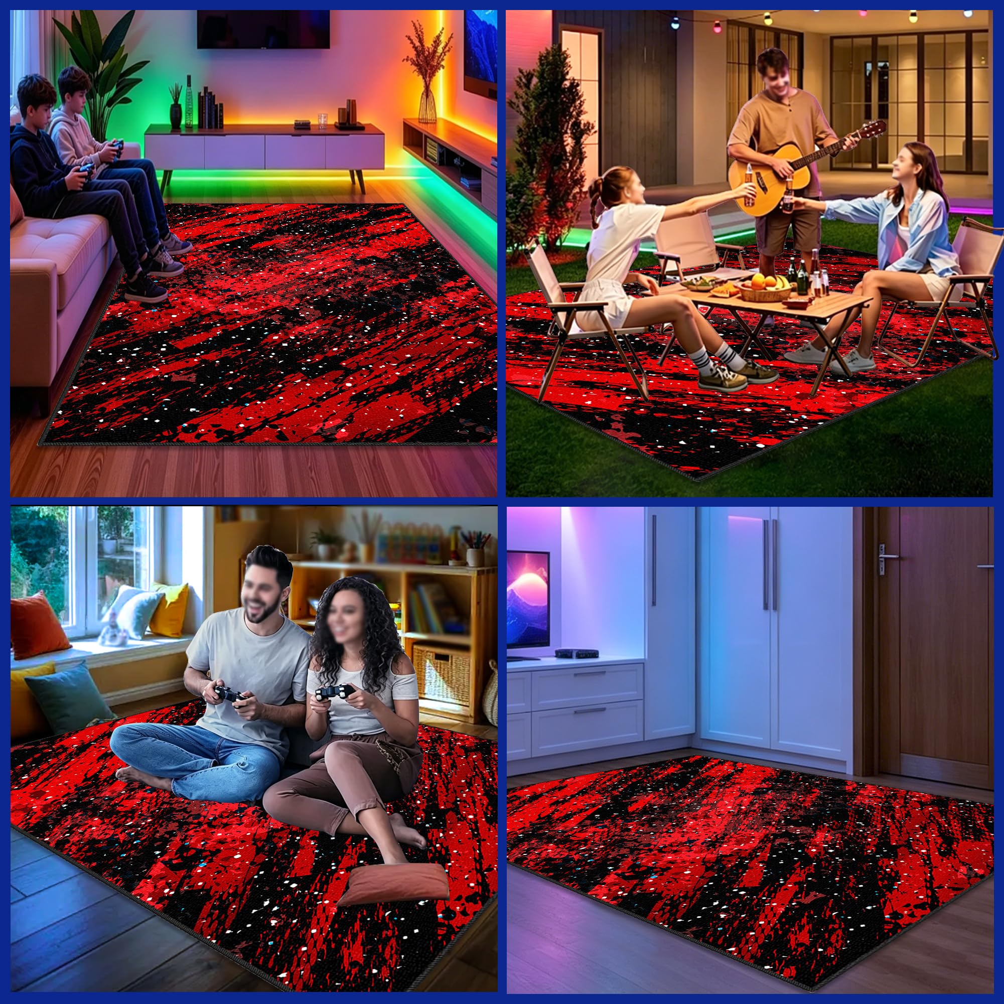 Mata do zabawy do pokoju chłopięcego mata do zabawy 130 x 150 cm mata podłogowa do gier, mata podłogowa e-sportowa mata na krzesło do gier salon mata ochronna na podłogę do gier 3D do jadalni