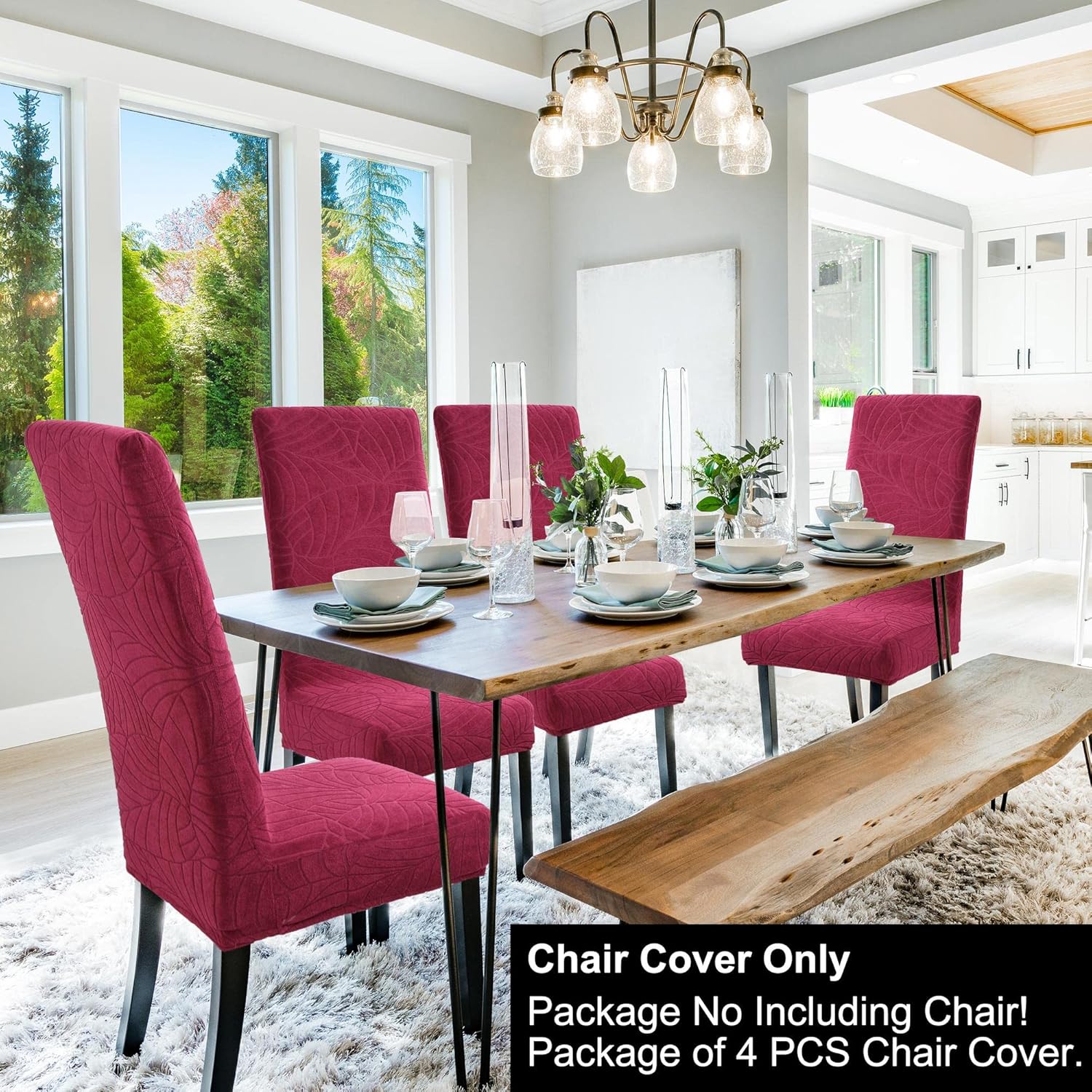 PiccoCasa Stretch Spandex Dining Chair Covers for Dining Chair 4 Pack - Image 3
