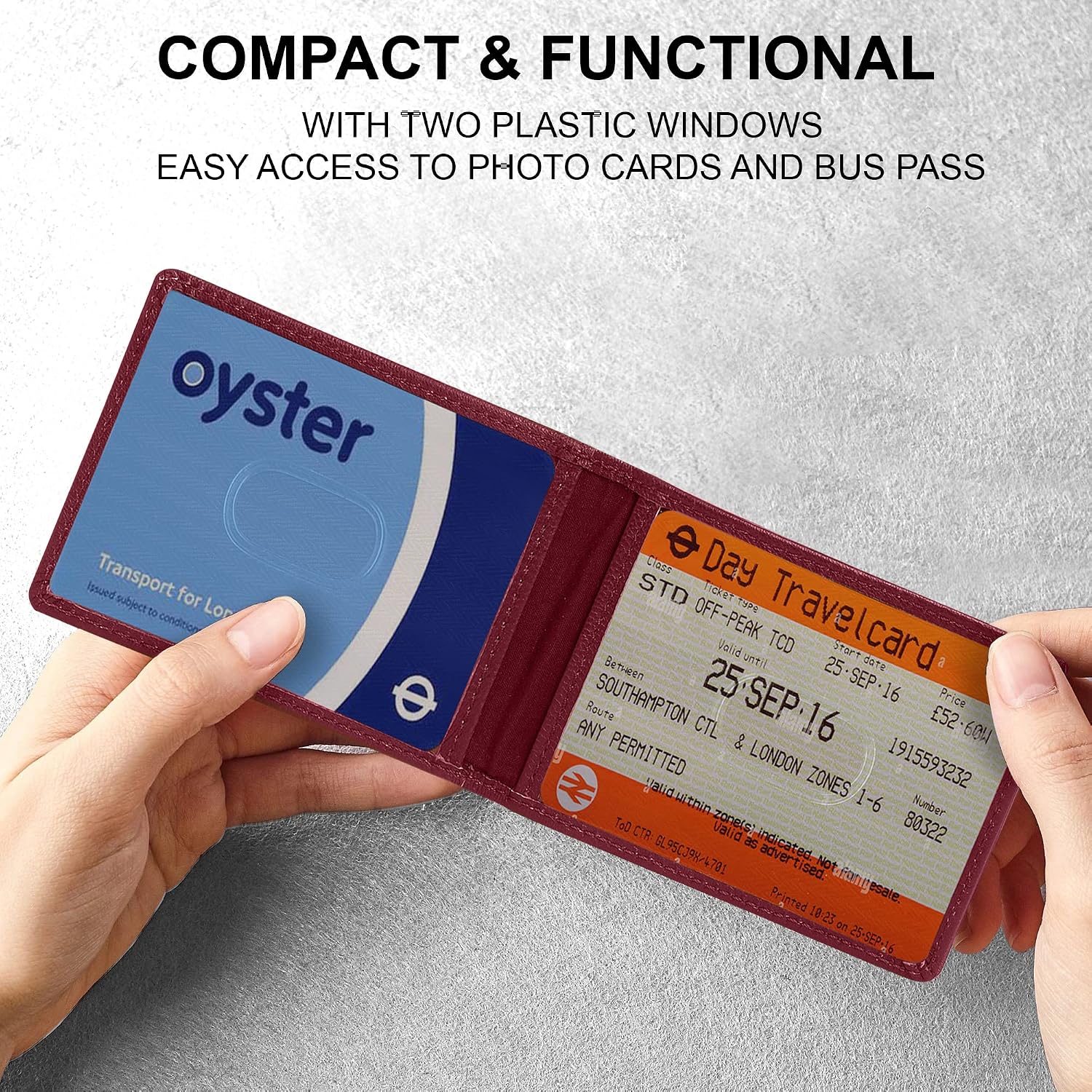 ALLEN & MATE 100% LEATHER Travel Pass Card Holder/Driving License, Metro, Ventra, Smart Card, Minimalist Wallet Credit Card Holder (Maroon Premium)