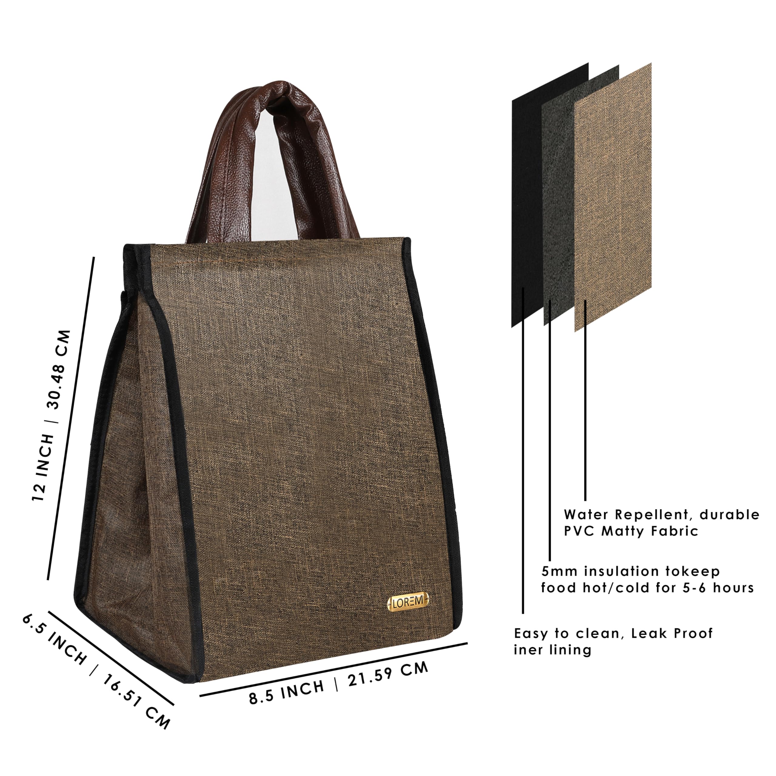 Linen Insulated Lunch Bag - Men & Women -2 Linen Insulated Lunch Bag - Men & Women -2