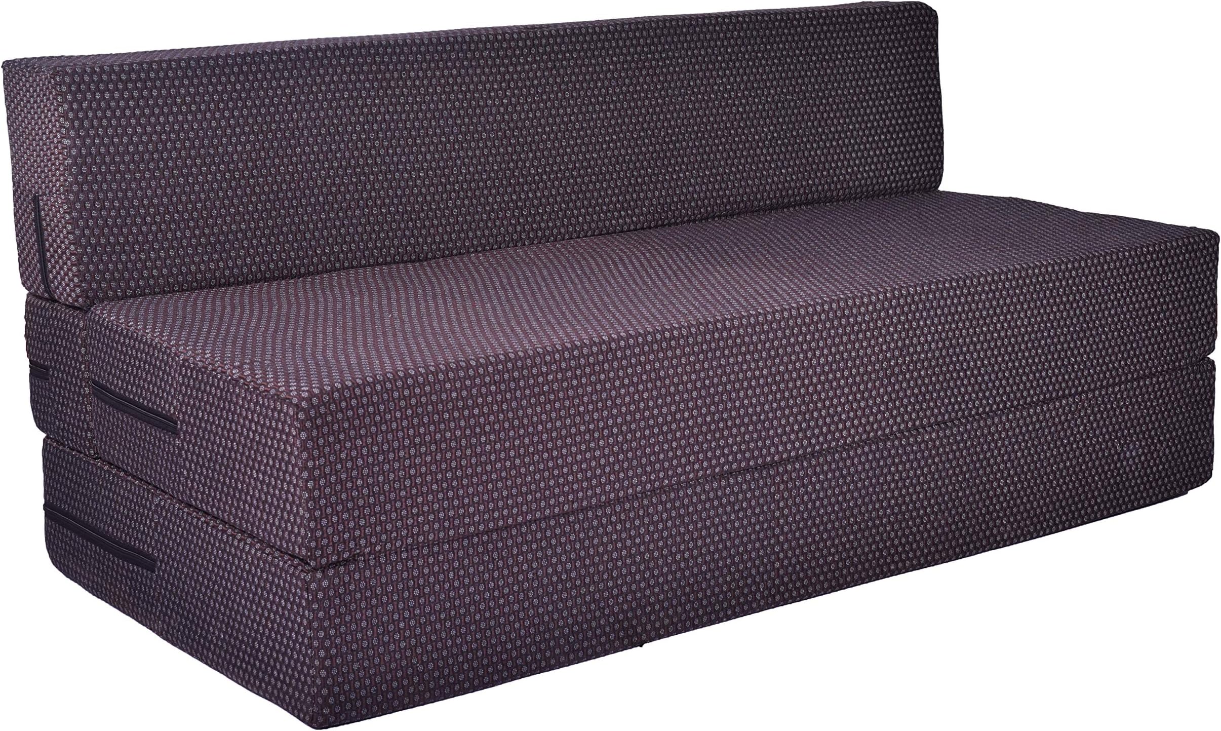 ComfyBean - 3 Seater - Space Saving Furniture - Foldable - Sofa Cum Bed - 5 Ft X 6 Ft - with Removable Washable Cover - ( Wine )