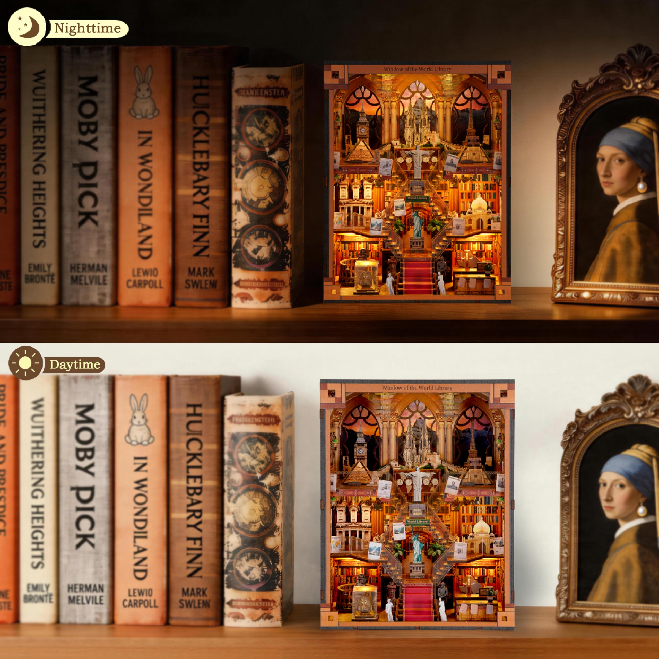 NookMaster Kit in miniatura, fai da te in miniatura, per adulti, adolescenti, casa delle bambole, libreria, inserto decorativo con luce LED, puzzle in legno 3D, regalo per familiari e amici
