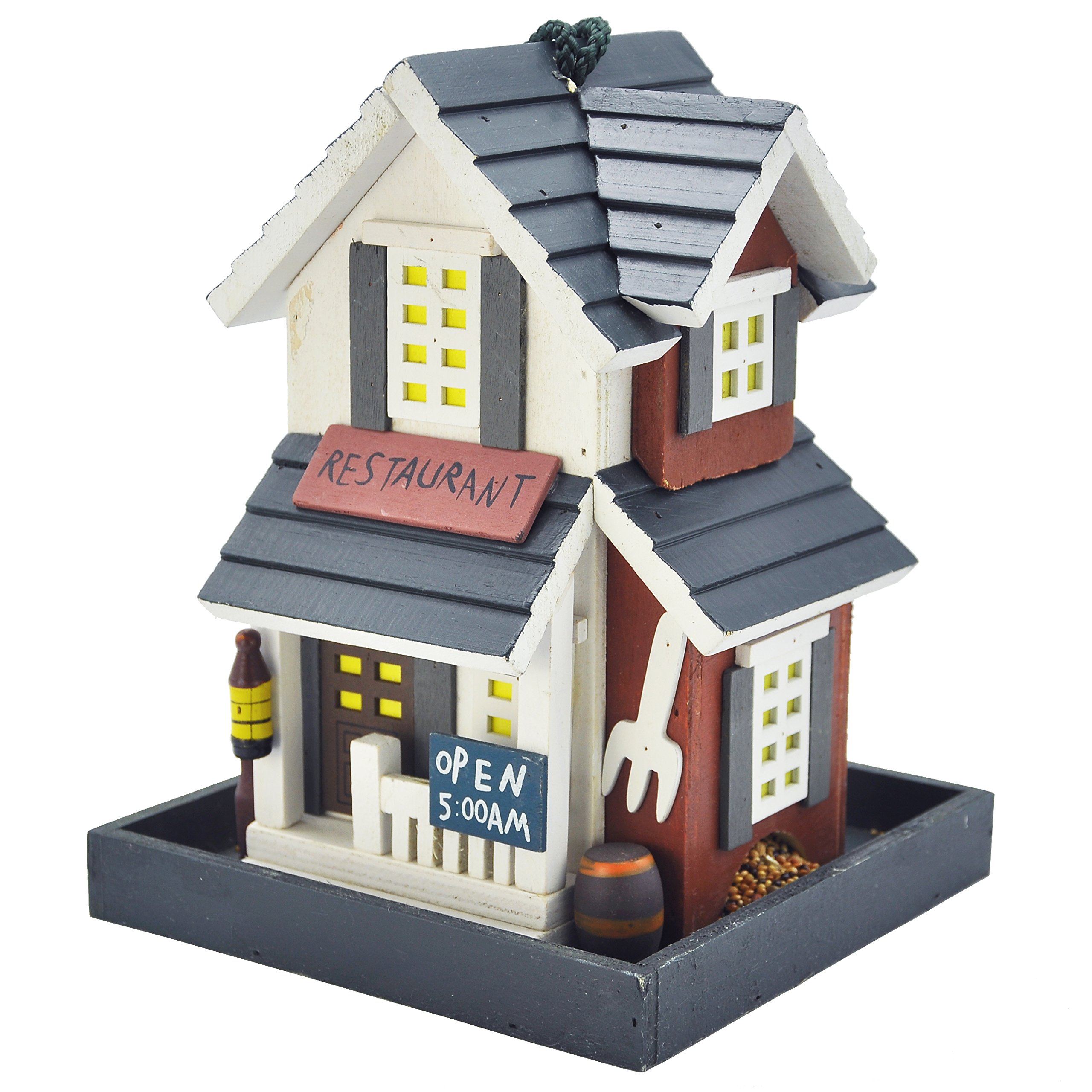 "Restaurant Decorative Wooden Bird Feeding House, Wooden Bird Feeder, 2lbs Seed Capacity
