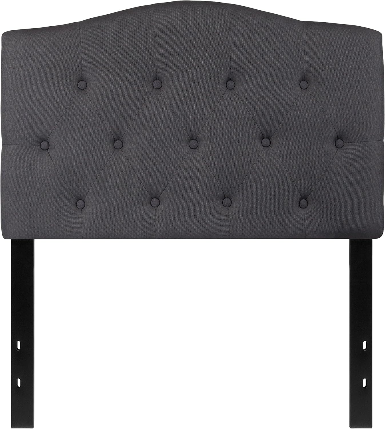 EMMA + OLIVER Twin Size Tufted Upholstered Headboard with Adjustable Metal Bed Rail Slots, Modern Fabric Upholstered Twin Headboard, Dark Gray