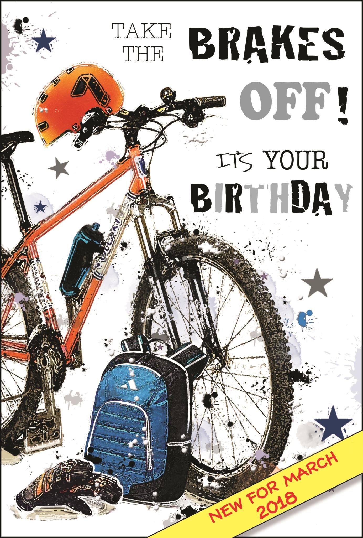 Male Birthday Card - (JJ-GR202) - Mountain Bike - from The Graffix Range - Embossed & Foil Finish