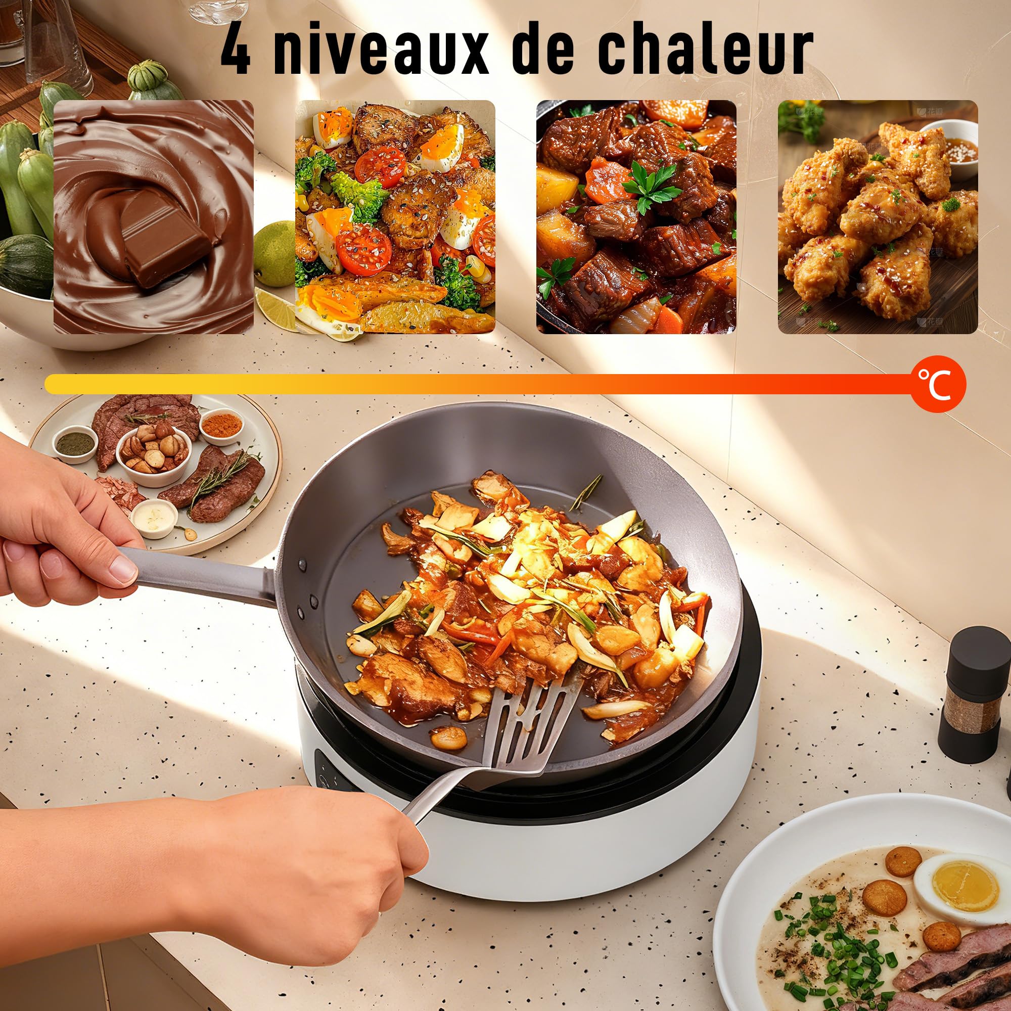 HOMCOM Plaque de cuisson et de gril 2 en 1 vitrocéramique, 2000 W, blanc | 4 niveaux de puissance, affichage LED, bac récupérateur graisse, chauffage infrarouge, tous types de casseroles