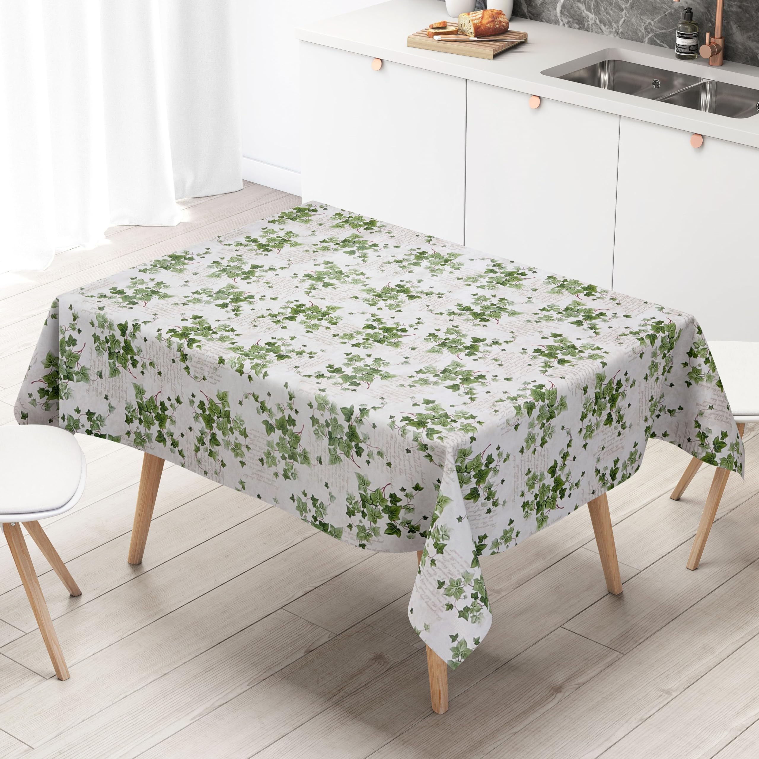 KEVKUS Wachstuch Tischdecke B8965-01 Effeu Blätter Herbst wählbar in eckig, rund und oval - Größe oval 140x260cm mit Paspelband