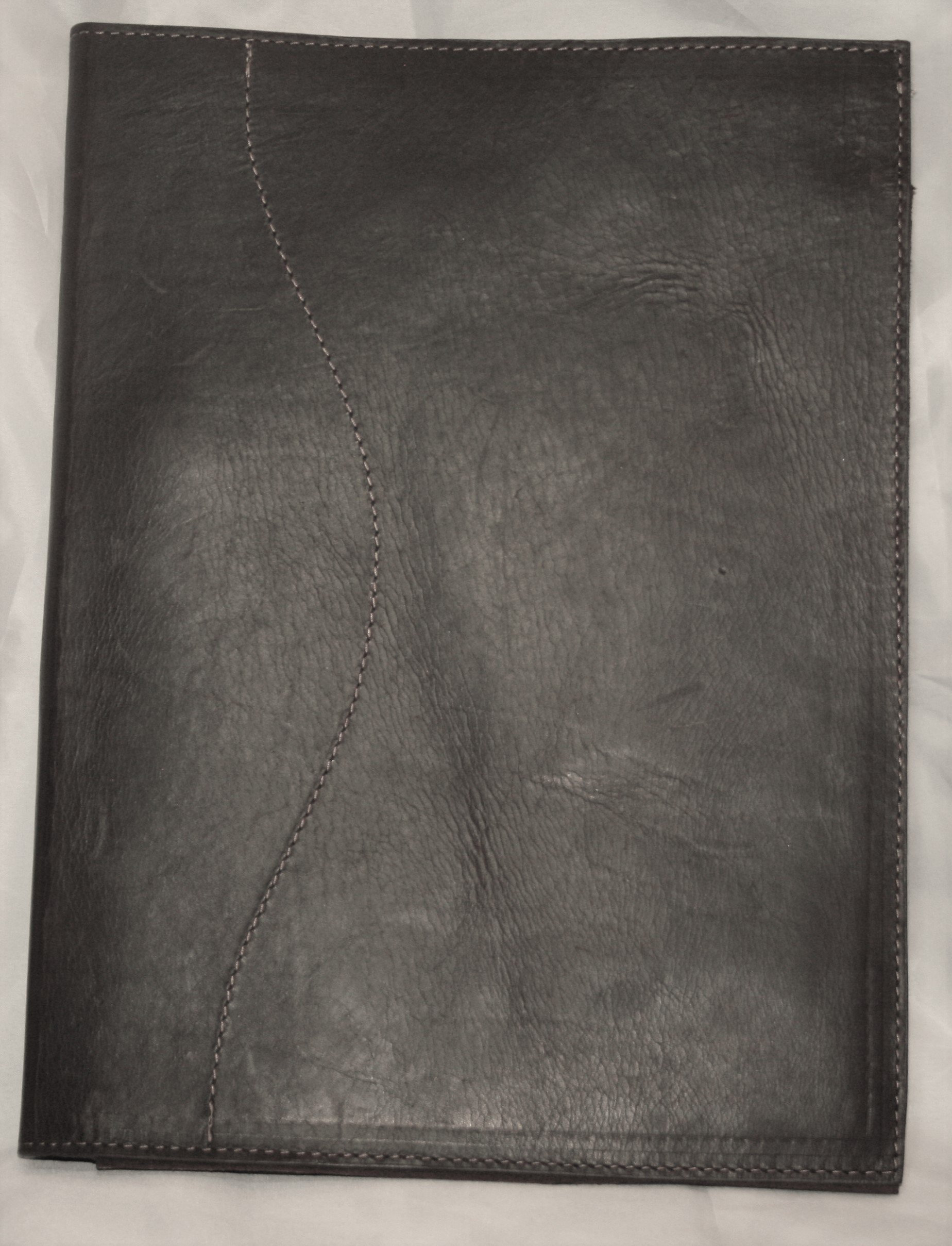 Genuine Latigo Leather Letter Padfolio/Portfolio - Perfect for Executives and Business Professionals, Refillable Notepad, Side Hinge (Black)