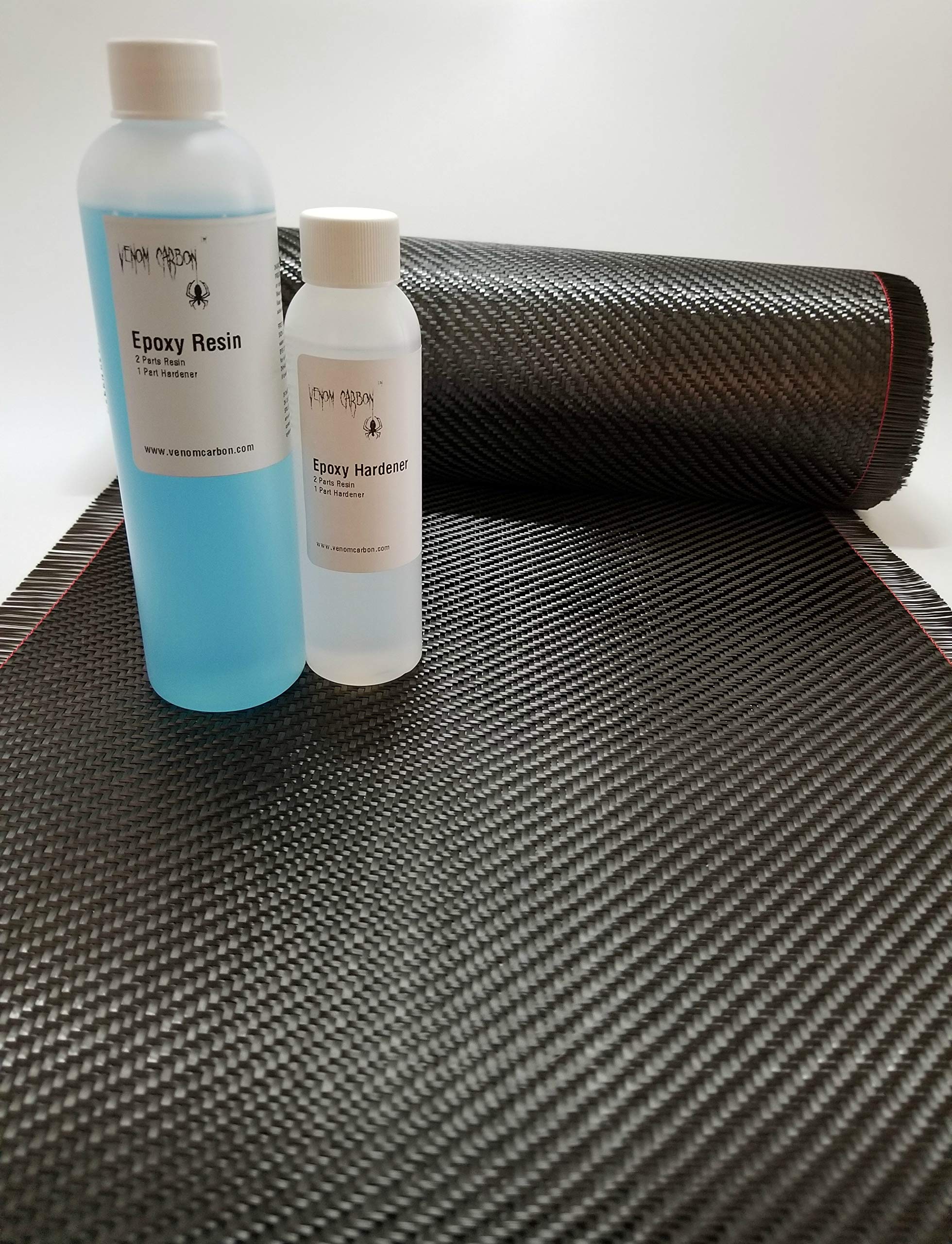 6x5FT Twill Weave Carbon Fabric Resin Kit - UV Stabilized Epoxy Resin Bundle