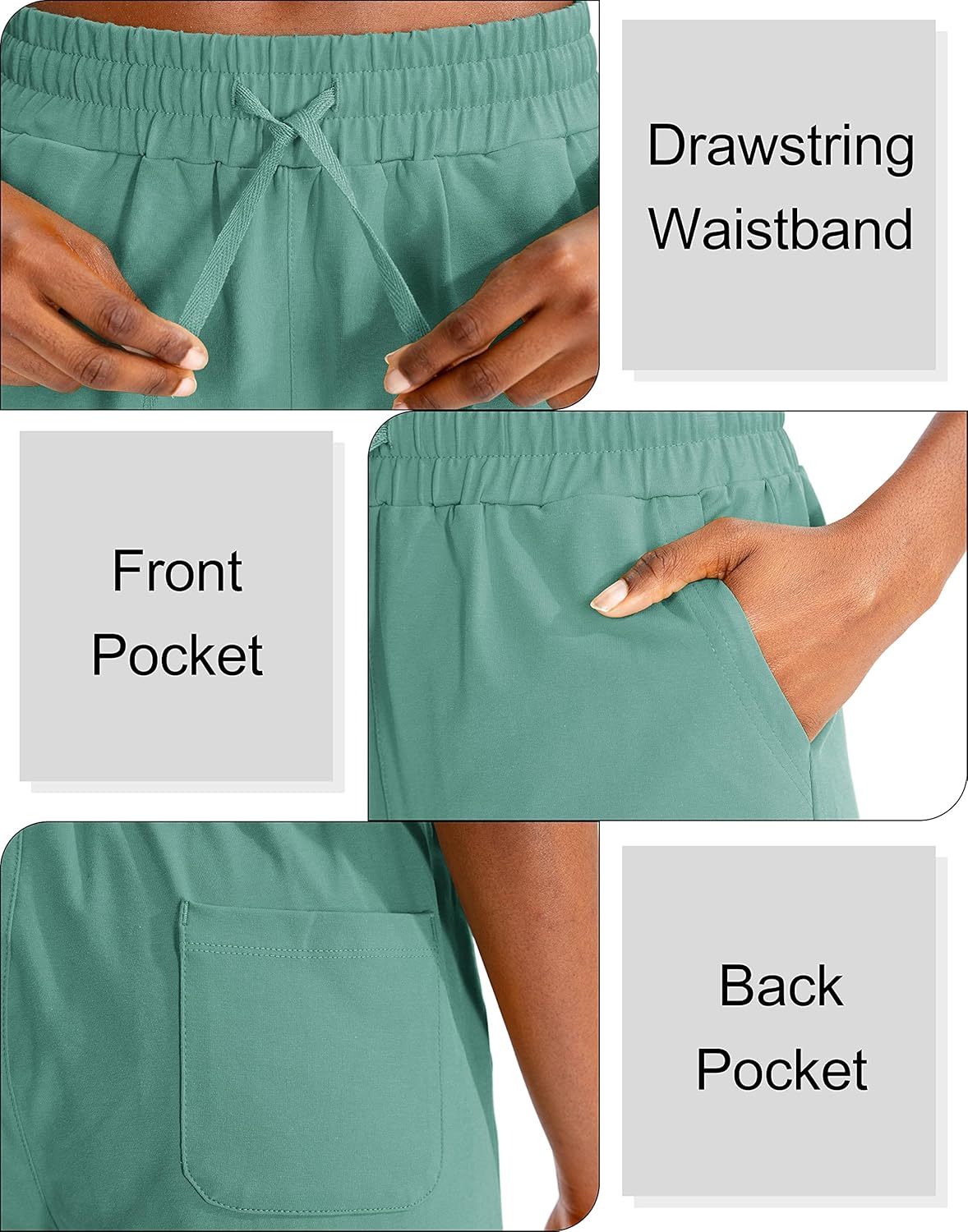 SANTINY Women's Cotton Shorts 5'' Lounge Yoga Shorts Jersey Sweat Bermuda Shorts for Women Walking Athletic with Pockets : Sports & Outdoors