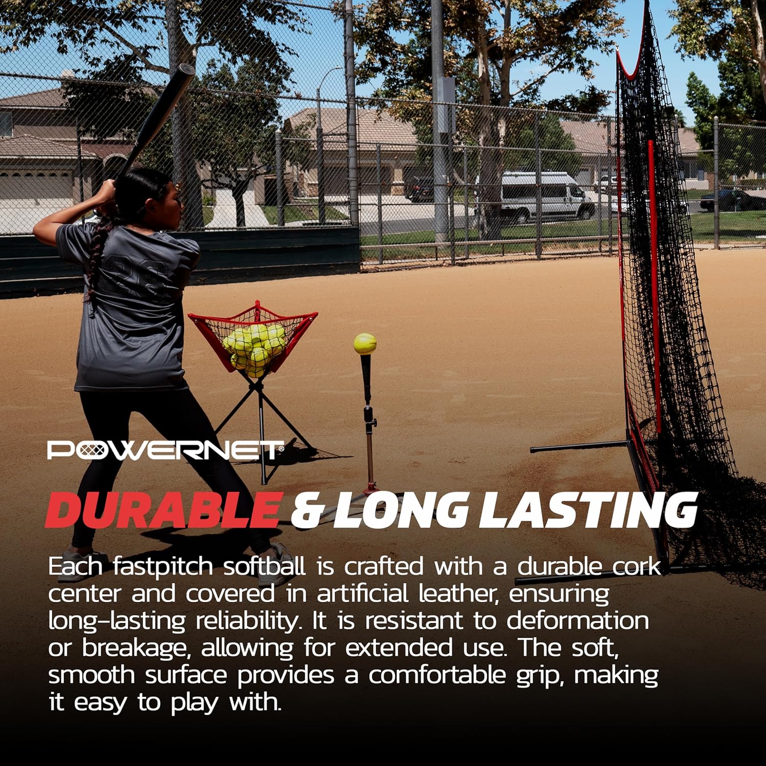 PowerNet Softball Batting Practice Equipment - Bucket of 11" & 12" Softballs, Weighted & Flexi Balls, Crushers