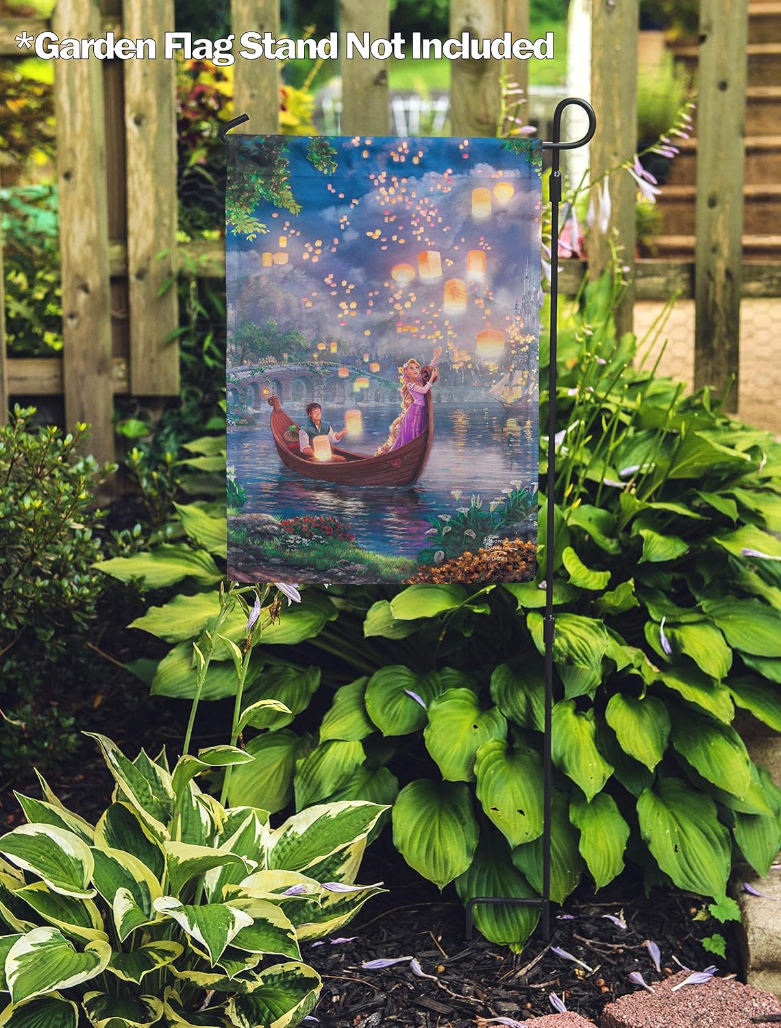 Flagology, Thomas Kinkade Disney Princess, Rapunzel, Tangled – Garden Flag 12" x 18", Outdoor/Indoor, Exclusive Premium Fabric, Officially Licensed Disney