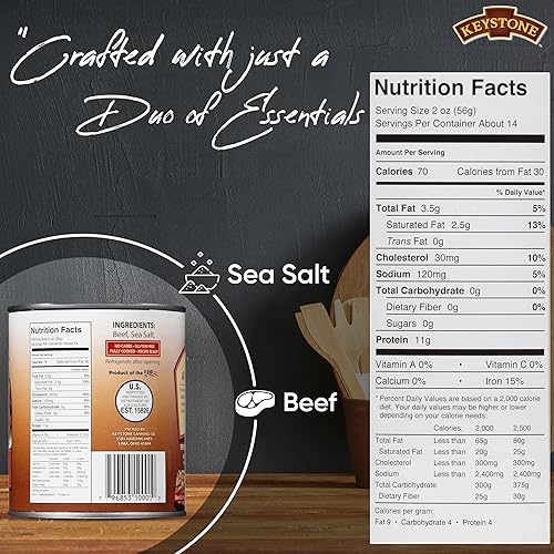 Miniatura 2 de Keystone Meats All Natural Carne de res enlatada de 28 onzas de larga duración Vida útil de emergencia Alimentos enlatados  Totalmente cocida lista