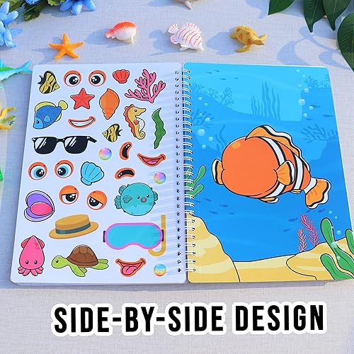 Miniatura 6 de 450 piezas de calcomanías para colorear para niños de 2 a 4 años, libro de calcomanías reutilizables para niños pequeños, incluye 14 páginas para