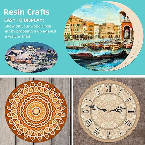 Miniatura 7 de Círculos redondos de madera de 18 pulgadas sin terminar para manualidades, colgador de puerta, pirografía y pintura (3 piezas)