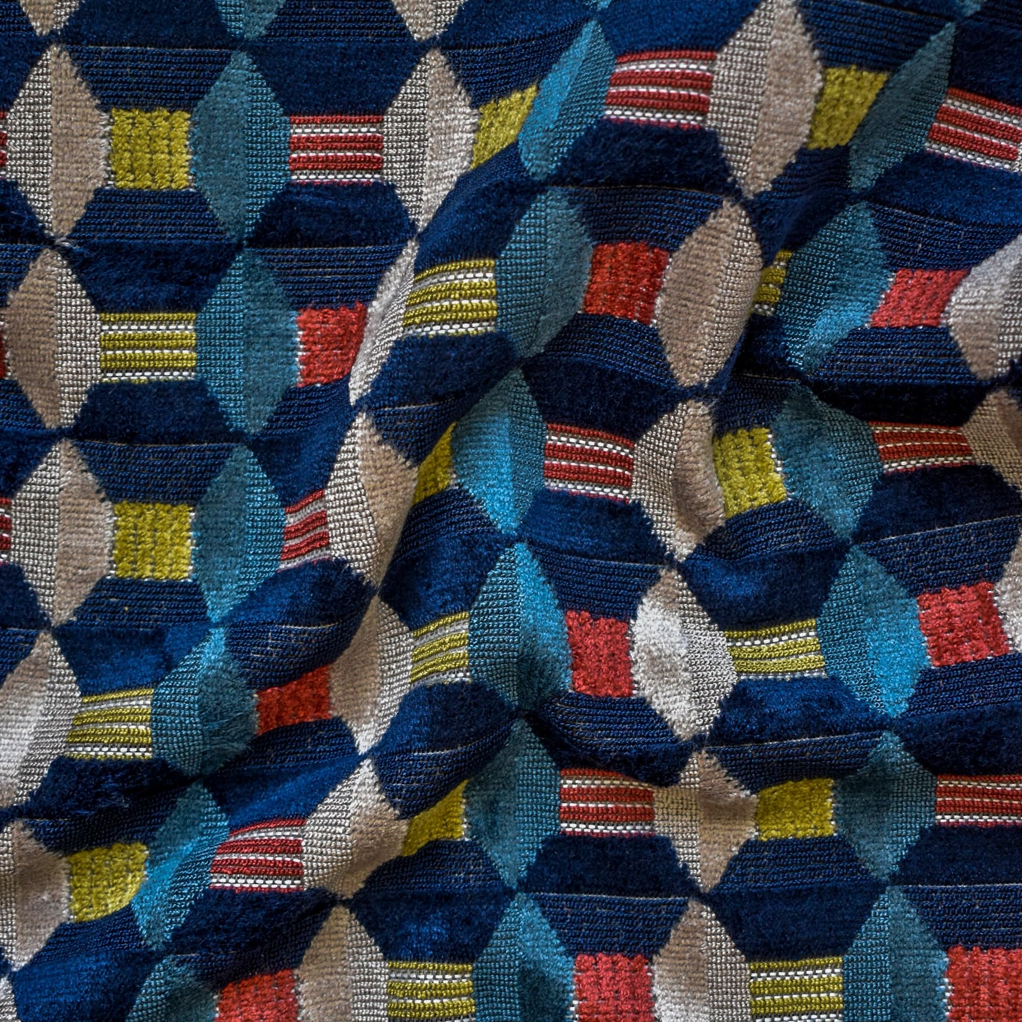 Tienda de tejidos directa Azul y rojo Terciopelo Jacquard Tela Por metro, 10 metros continuos 140 centímetros ancho Abstracto Azul Al por mayor Terciopelo Tapicería Tela para Cortinas