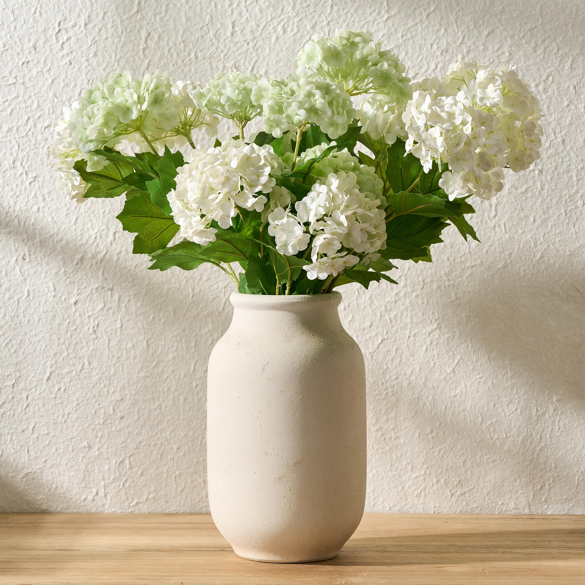 SIDUCAL Rustic Farmhouse Flower Vase | 9.5 Inch Large Ceramic Pampas Grass Vase | Modern Farmhouse Decor for Home, Table, Living Room, Shelf, Mantel, White