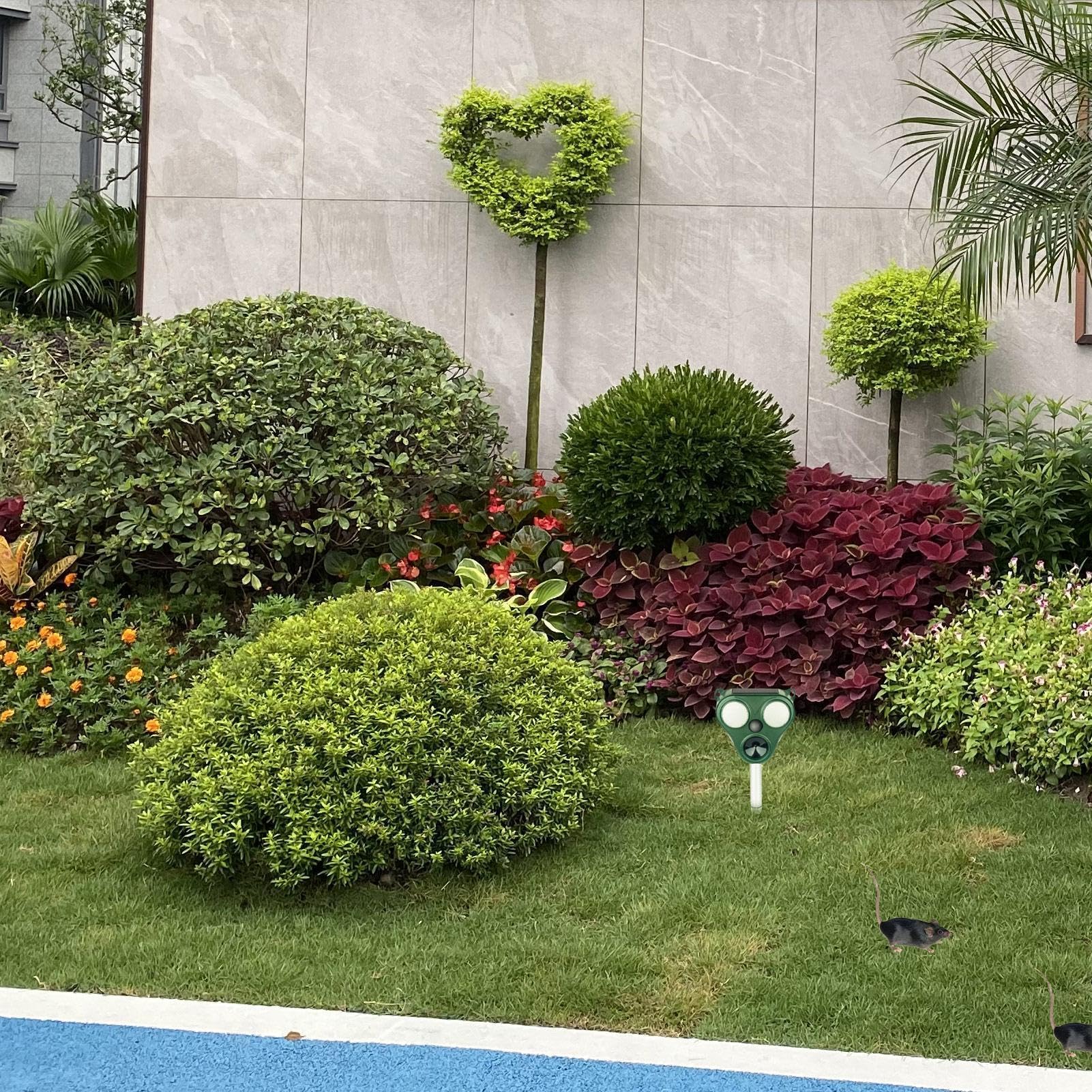 Repellente per animali ad energia solare, repellente ad ultrasuoni per uccelli e topi, dispositivo esterno impermeabile con luci LED per cortile, giardino e fattoria