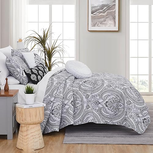 Miniatura 3 de Southshore Fine Living, Inc. Juego de edredón de 6 piezas tamaño Queen en una bolsa, tela ligera y suave, con una colcha, dos fundas a juego y tres