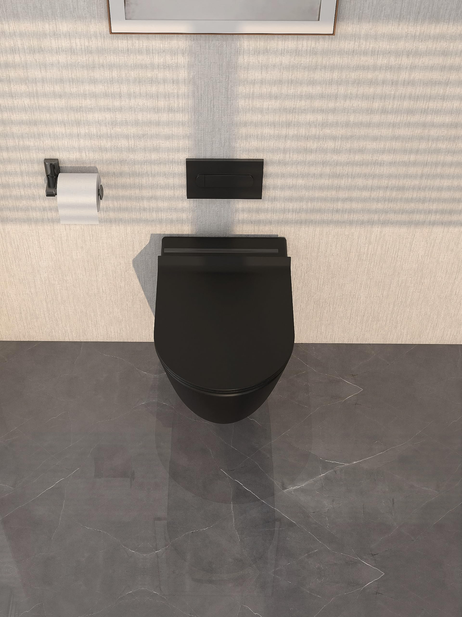 MEJE Wc autoportante con rivestimento nano senza telaio Wc sospeso in ceramica nera