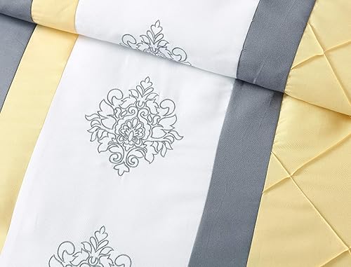 Miniatura 2 de Chezmoi Collection Boston Juego de ropa de cama de 7 piezas, diseño de celosía con rayas, acolchado, costura pinsonic, plisado, Poliéster & Mezcla