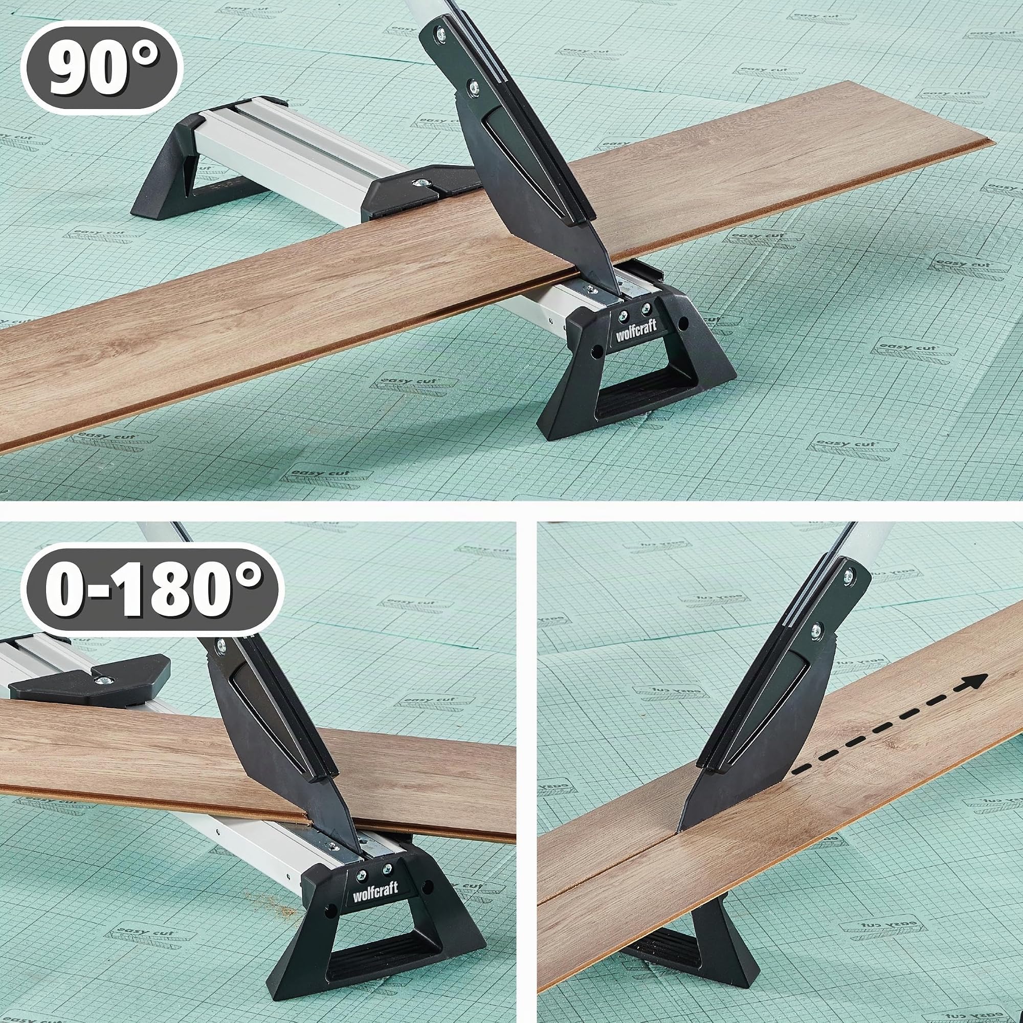 wolfcraft Juego de proyecto "Transferencia de ángulos y corte de laminado" I 8658000 I Cortadora para vinilo (max 6 mm, laminado VLC 800 (max 11 mm) + Falsa escuadra para medir y transferir ángulos