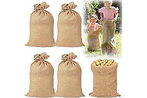 4 Pack Burlap Potato Storage Bags, 23.6" X 39" with Rope