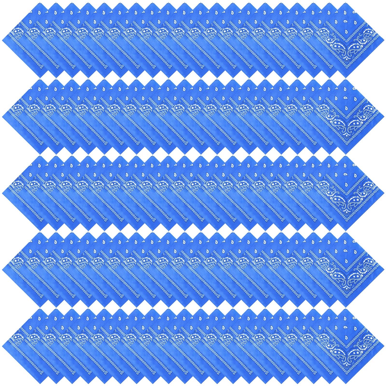 Suhine Lot de 150 bandanas en vrac 55,9 x 55,9 cm - Bandanas cachemire multi-usages pour homme et femme, bleu lac, about 22 x 22 inches/ 55 x 55 cm