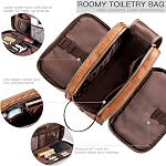Elviros Sac de toilette pour hommes, PU Kit Dopp Travel en cuir (Brown, Small) ► Organisateur de grande capacité pour les articles de toilette, les articles essentiels de rasage et les accessoires de toilettage, gardant les objets de voyage soigneusement stockés.