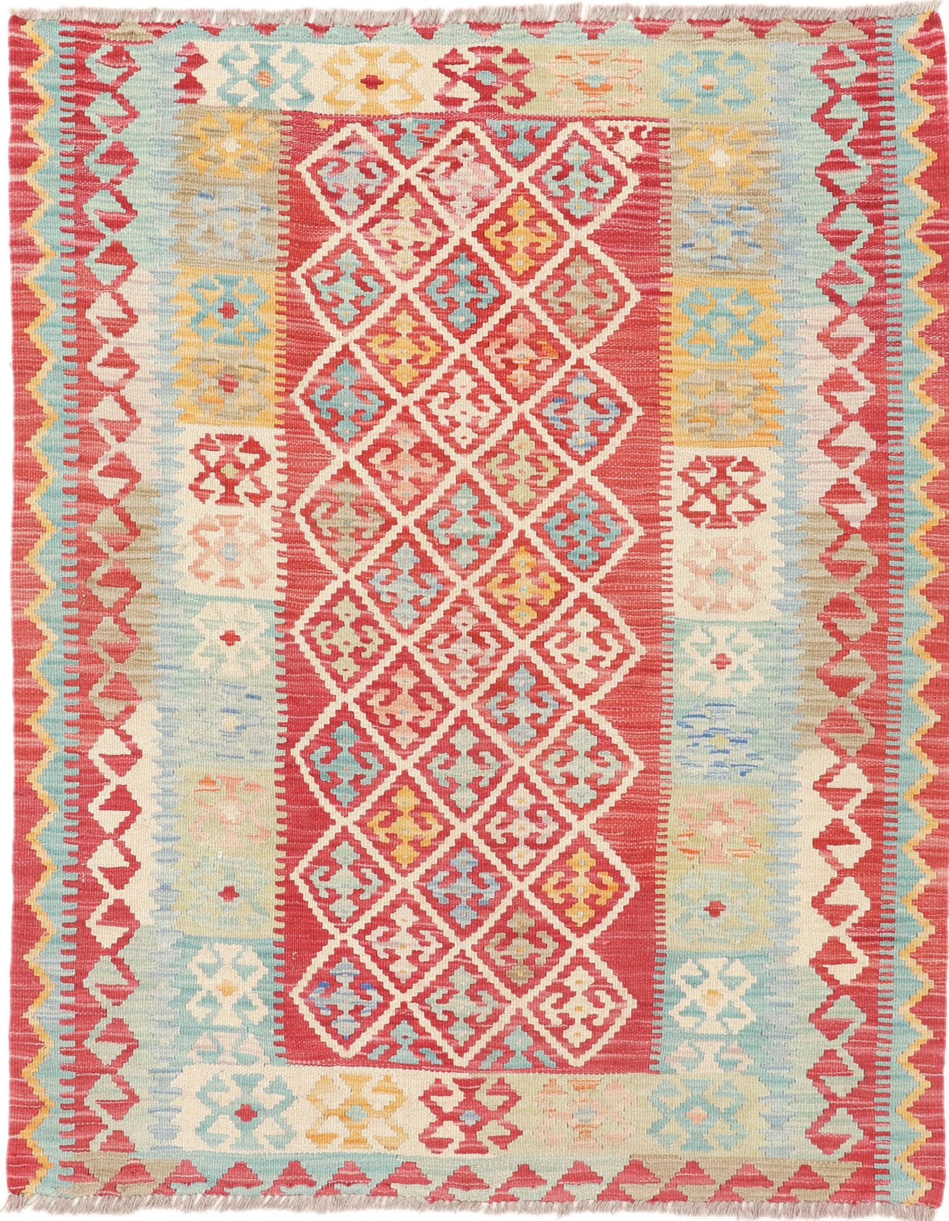 Tapis laine kilim afghan authentique tissé main 113x141 décoration d'orient