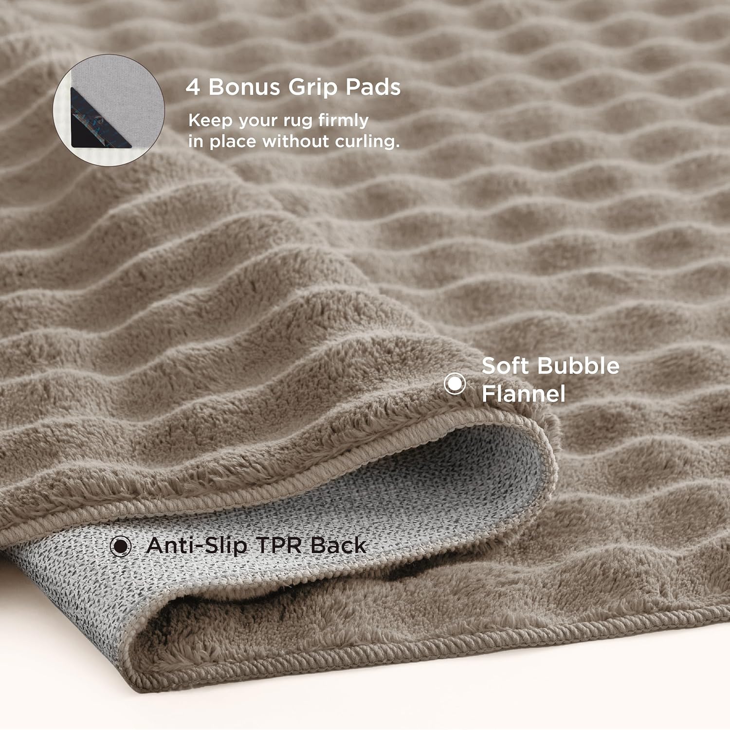 Bedsure 3x5 Fluffy Area Rugs for Living Room, Machine Washable Rugs, Non-Slip Backing, Non-Shedding, Pet Friendly Throw Rug for Bedroom Dining Room, Brown