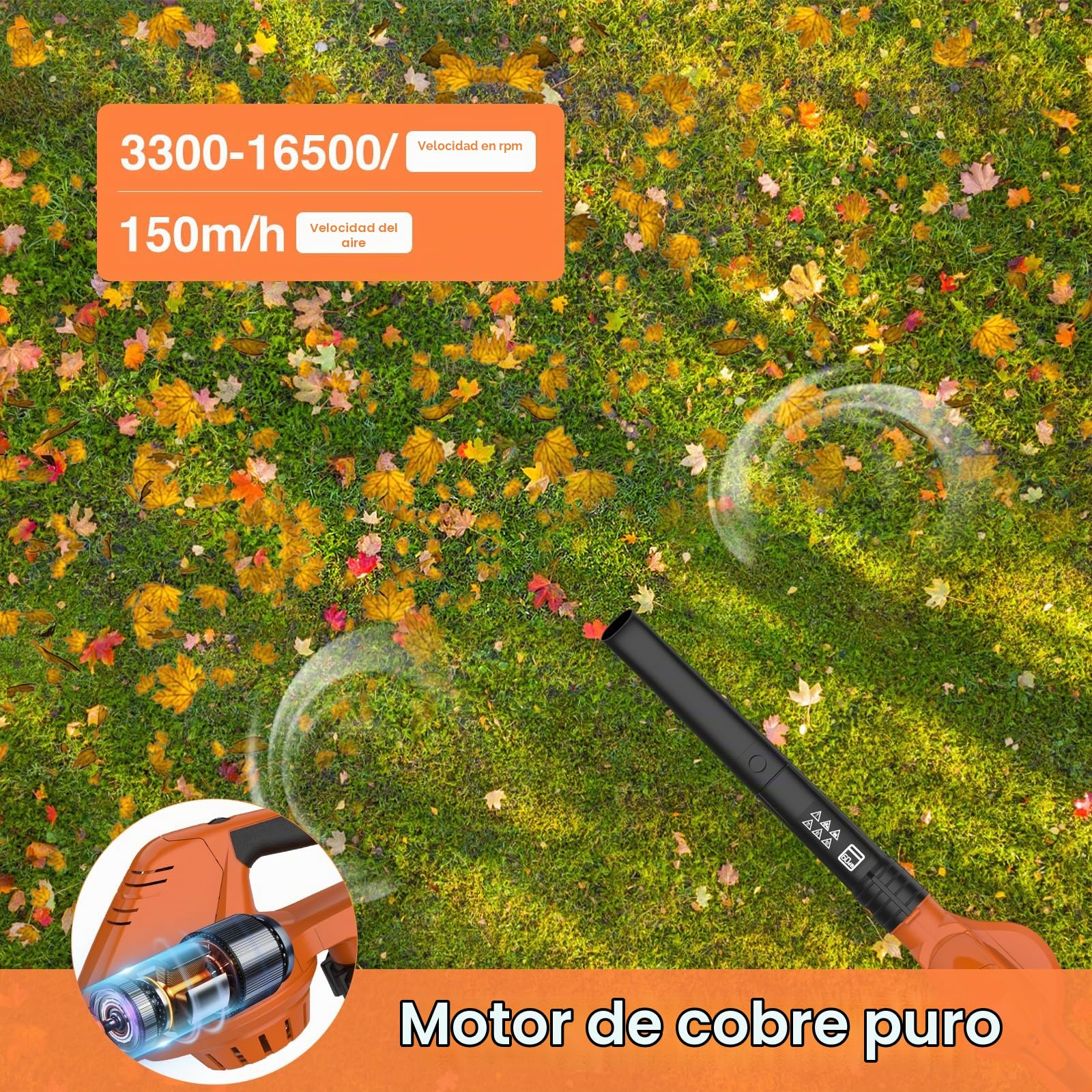Soplador de Hojas,21V soplador de Hojas electrico de 2 con Batería y Cargador,Motor sin escobillas 5 velocidades,Velocidad de 240 km/h,Soplador de Hojas para el Cuidado del Césped (2 Batería)