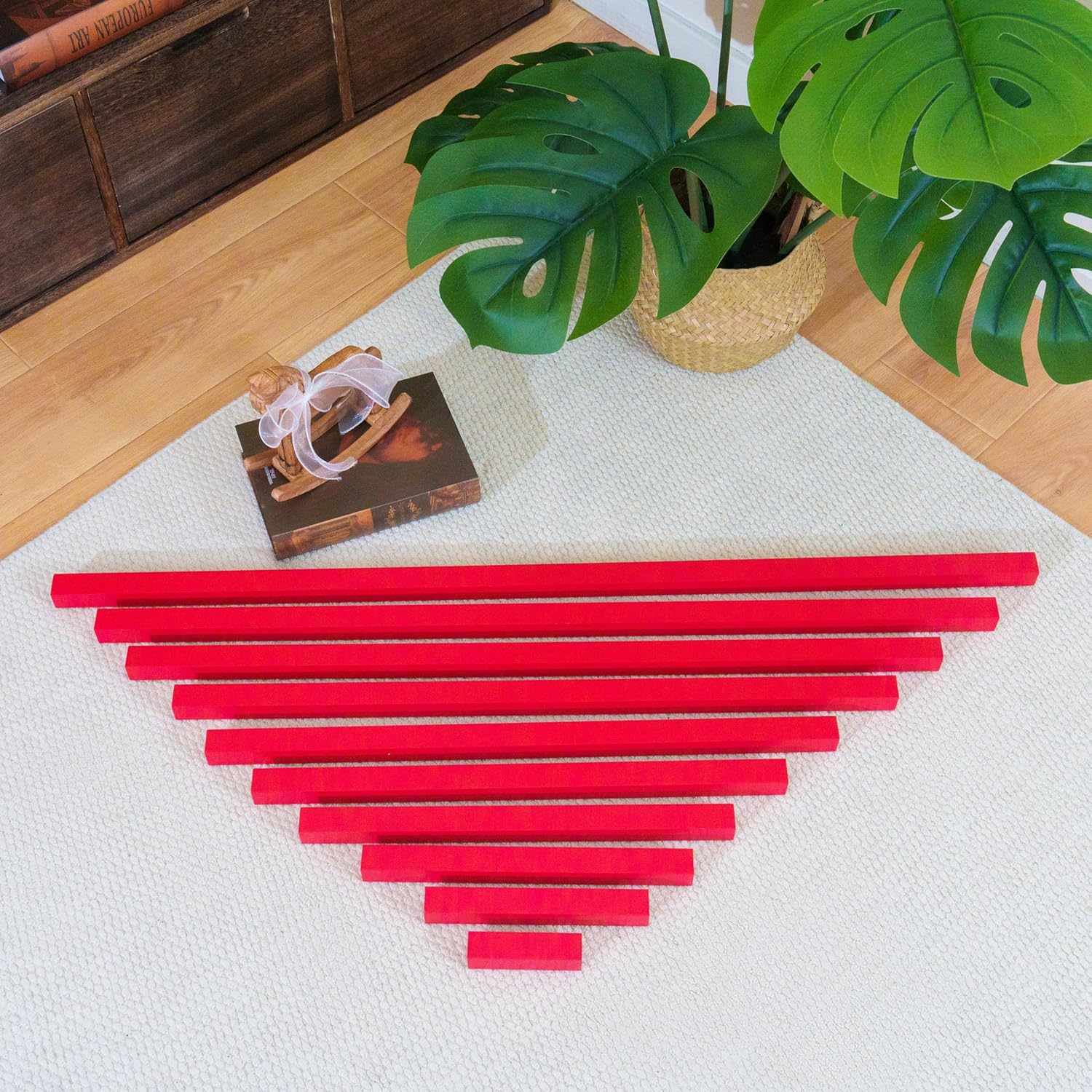 Premium Montessori Large Long Red Rods Solid Beechwood - 39.4 Inch/100CM Sensorial Toy, Math Preparation & Measurement Tool for Toddlers Kids 3-6, Homeschool & Classroom Teaching Aid(Long Red Rods)