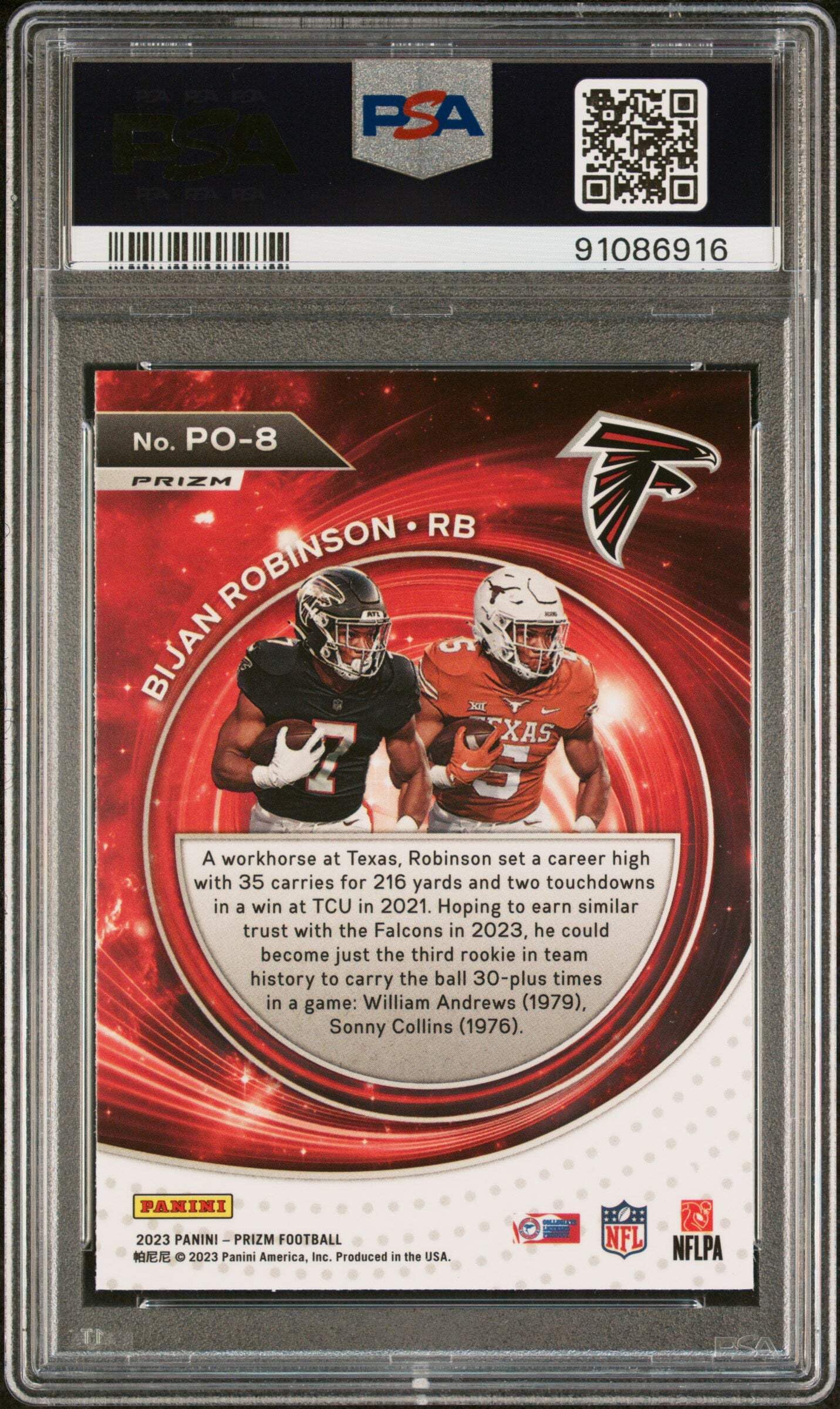 Amazon.com: Graded 2023 Panini Prizm Bijan Robinson #PO8 Portals
