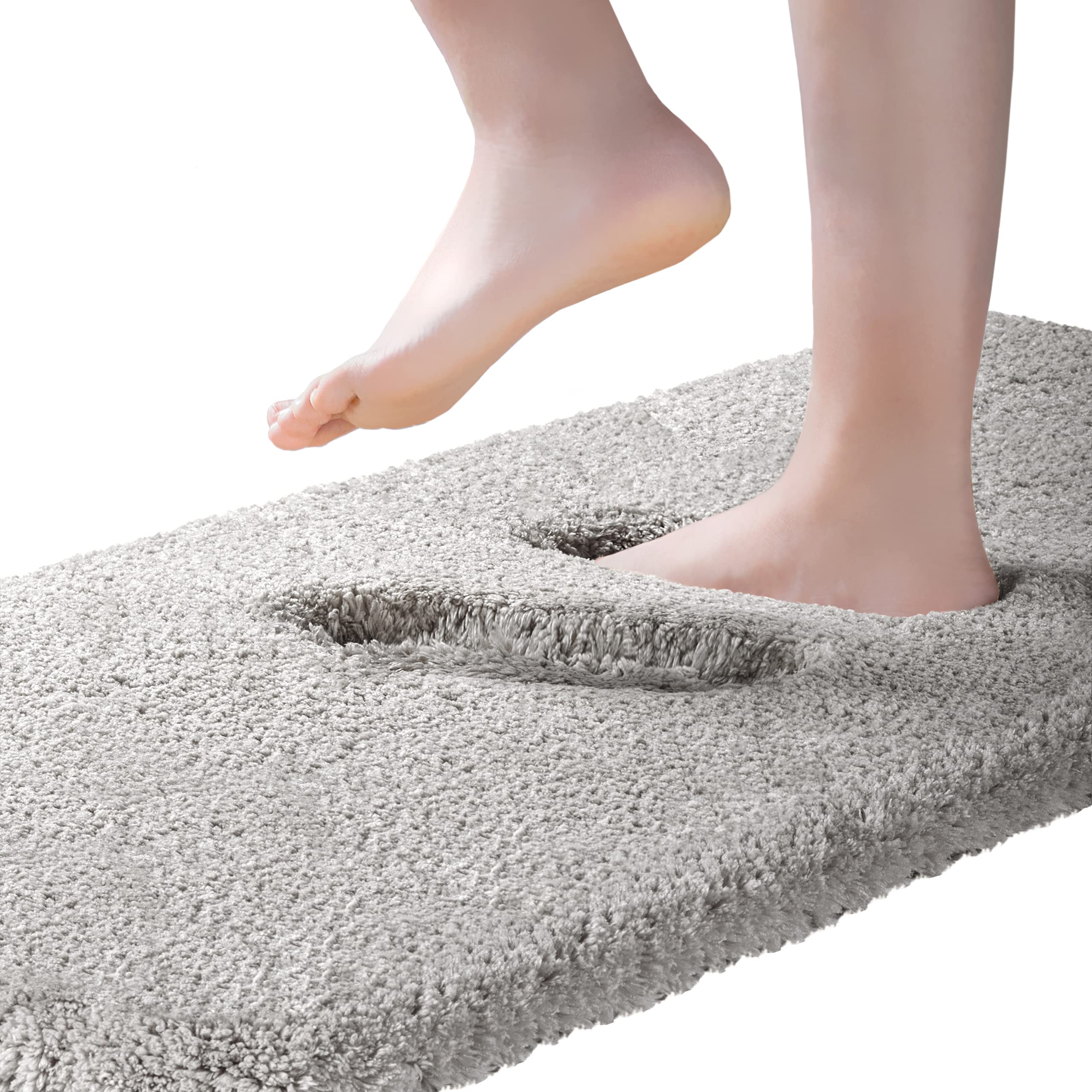 ROLIZOE Ultra Thick Non-Slip Bath Mat Runner Highly Absorbent Microfiber Floor Carpet Rug 50 x 122cm, Light Grey