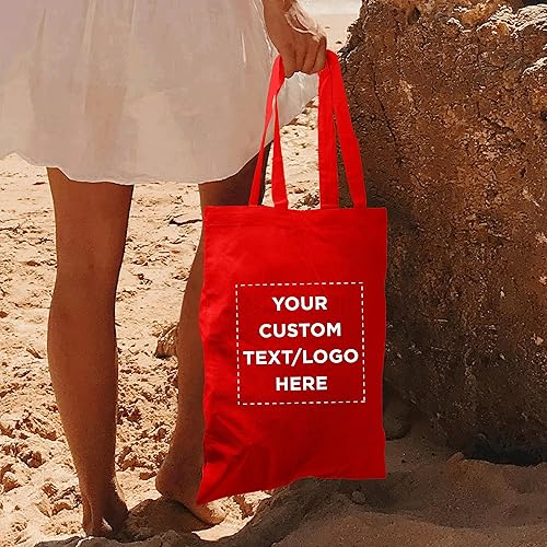 Miniatura 7 de DISCOUNT PROMOS Juego de 10 bolsas de lona de algodón personalizadas, reutilizables, ideales para ir de compras, comestibles, playa, picnic,