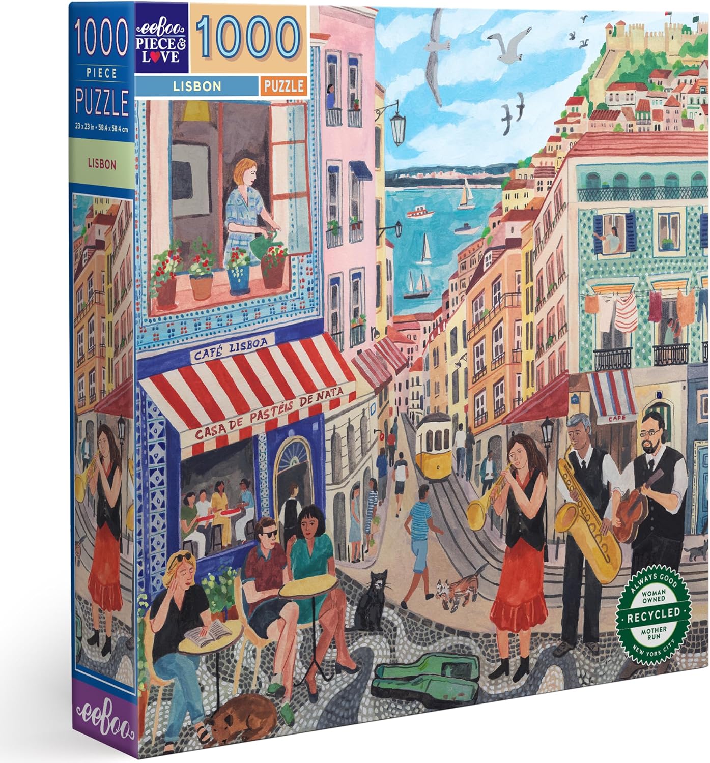 eeBoo Piece & Love: Lisbon - 1000 Piece Puzzle - Adult Square Jigsaw, 23x23, Includes Image Reference Insert, Glossy Pieces