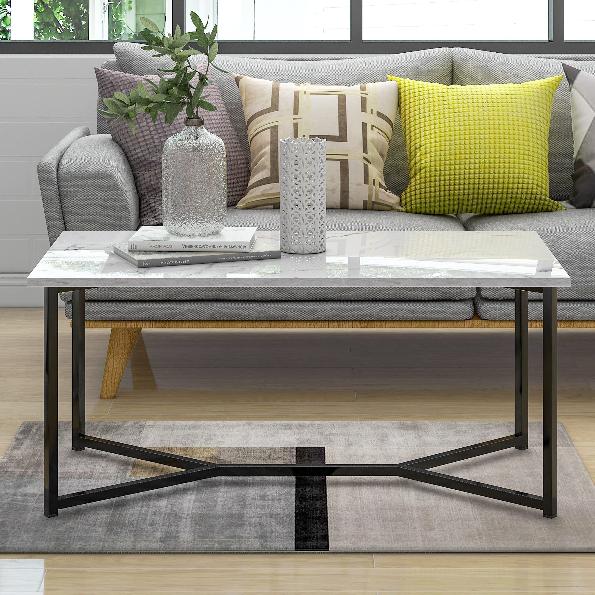 PRITIY Salontafel, glazen salontafel, houten